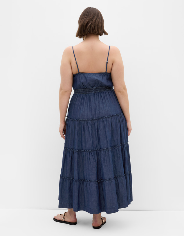 City Chic - Plus size Aiza Chambray Cotton Maxi Dress - dark wash