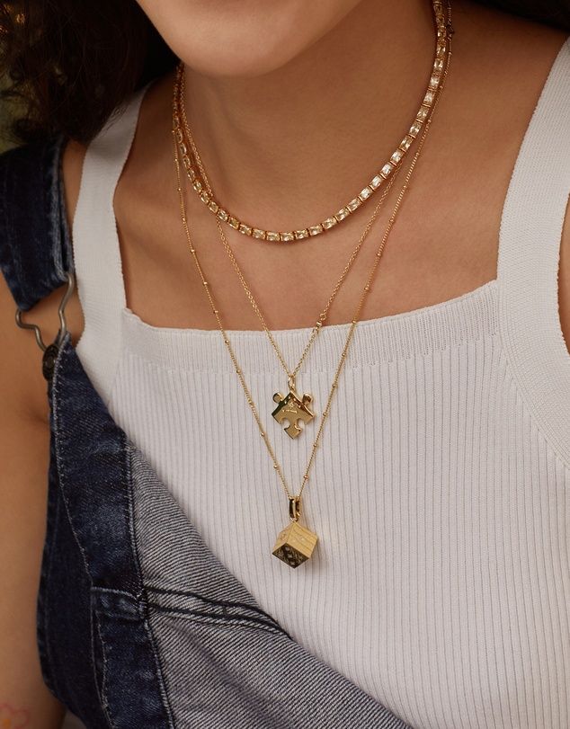 Wanderlust + Co - Dice Gold Necklace