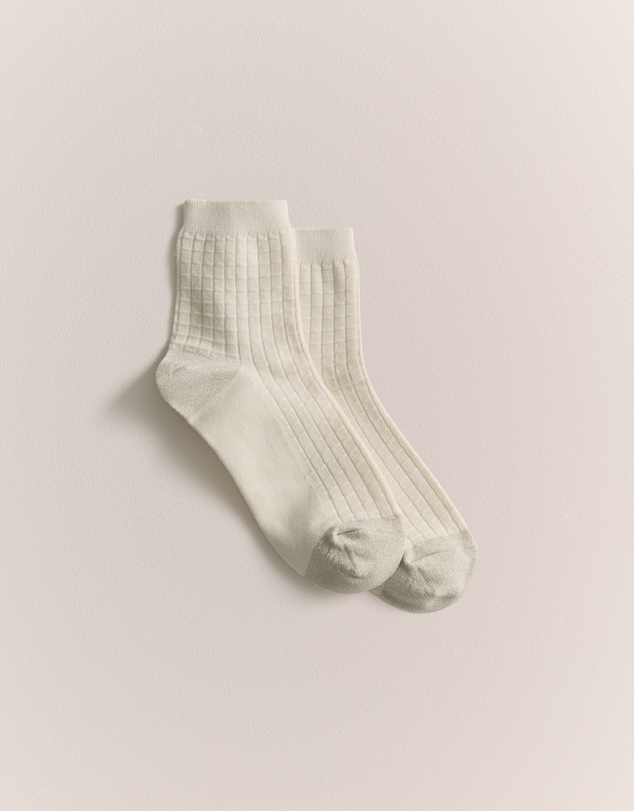 Trenery - Textured Grid Crew Sock in Marshmallow