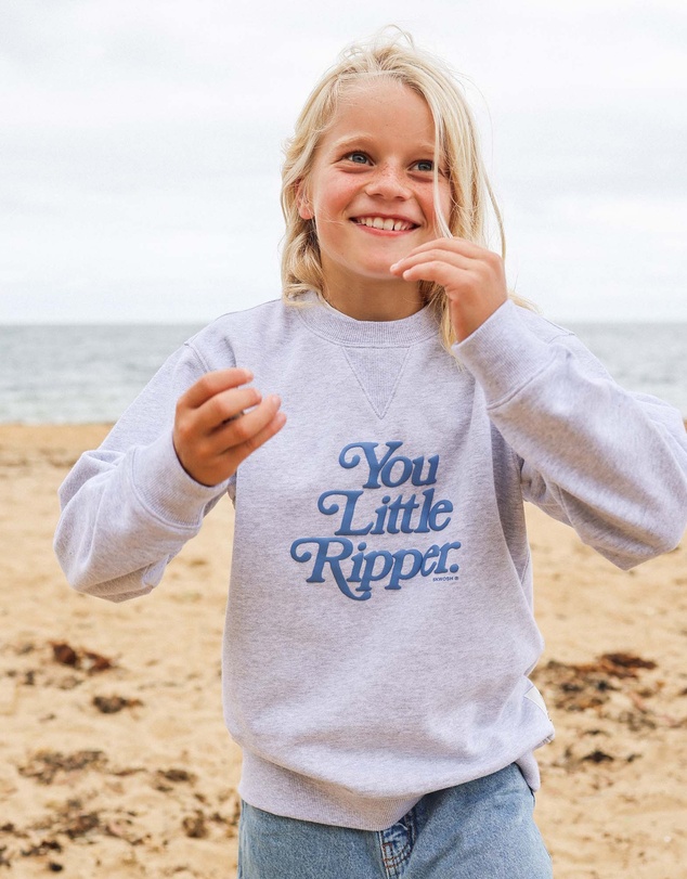 Skwosh - You Little Ripper Kids Crew Neck Sweat in Grey Marle