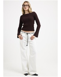 Subtitled - Holland Boat Neck Long Sleeve Knit Top