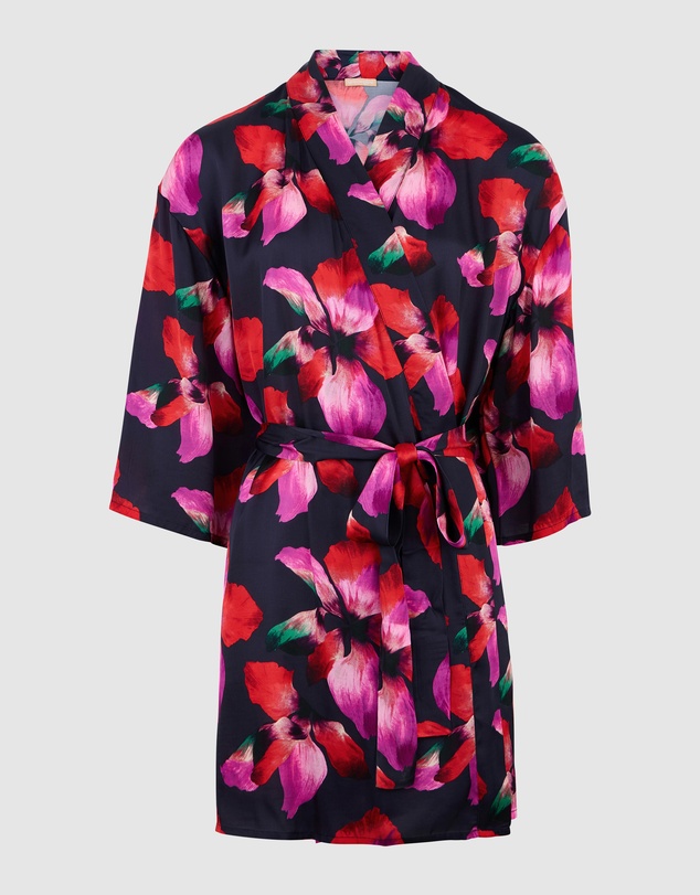 Sans Complexe - Graceful Short Viscose Satin Kimono Lingerie Robe