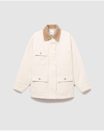 M.N.G - Denim Parka With Corduroy Collar