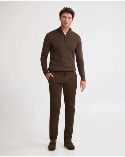 Oxford - Robert Zip Neck Knit Pullover