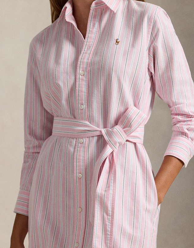 Polo Ralph Lauren - Striped Cotton Oxford Belted Shirtdress - The ICONIC Exclusive