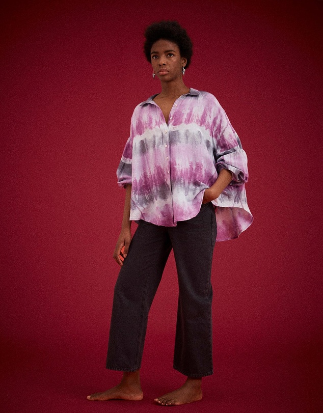 KINGA CSILLA - Purple Wave Chalm Shirt