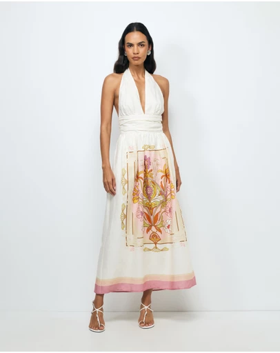 AERE - Giselle Linen Halter Maxi Dress