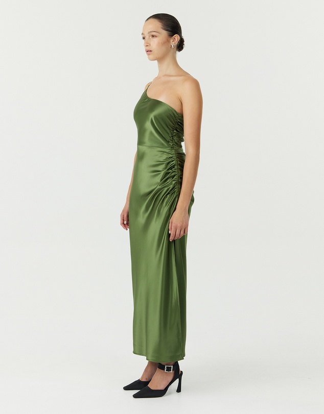 Third Form - Satin Gather One Shoulder Dress