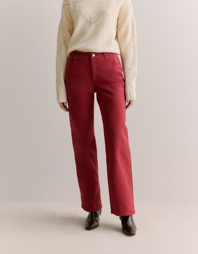 Trenery - Garment Dyed Wide Leg Jean in Oxblood