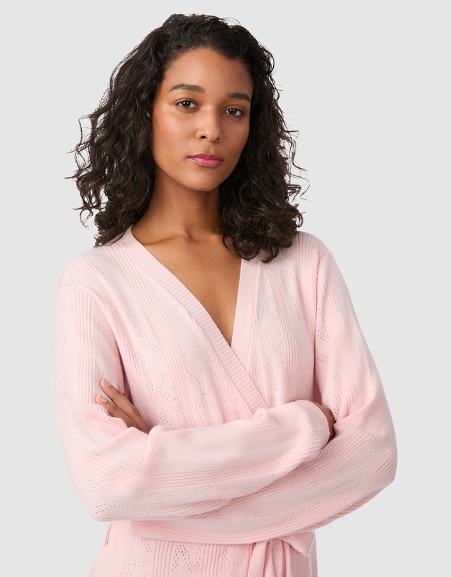 DKNY - Logo Pointelle Knit Short Dressing Gown House Robe