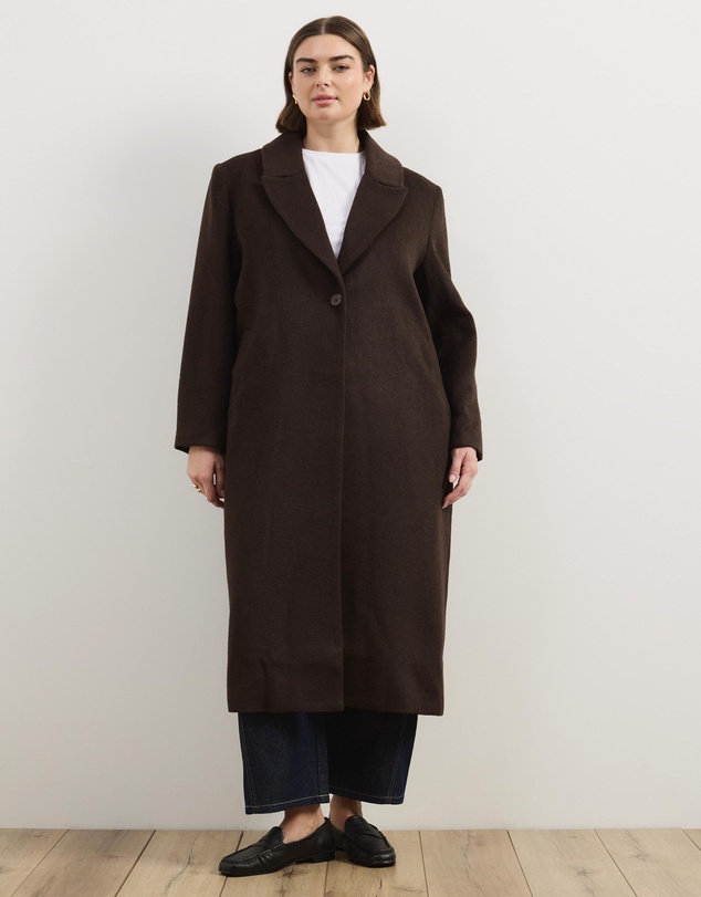 Atmos&Here Curvy - Ally Wool Blend Longline Coat