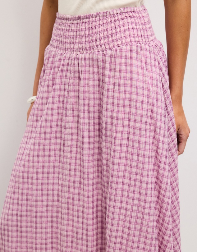 The Fated - Bloom Check Midi Skirt