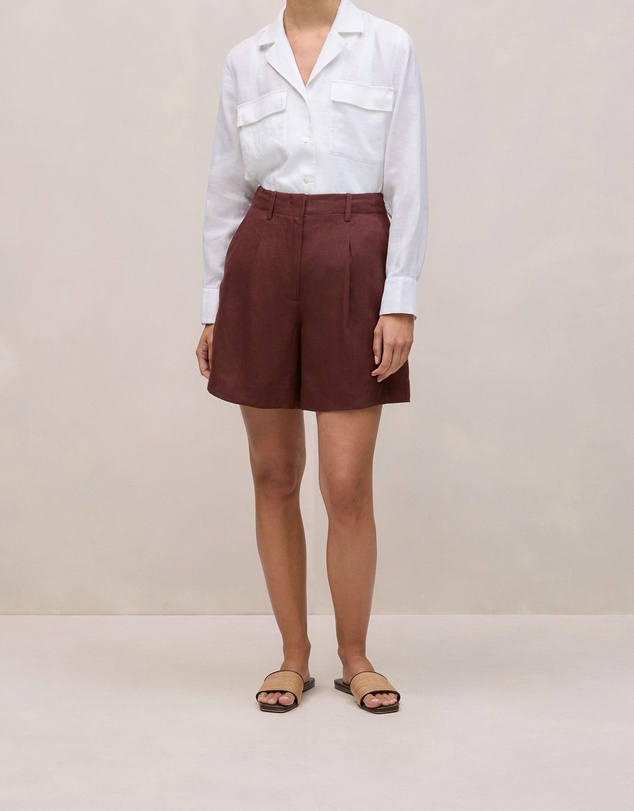 Trenery - Delave Linen Tailored Short in Espresso