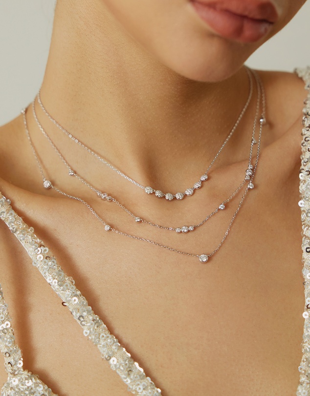 Ania Haie - Ania Haie Silver Sparkling Bezel Cubic Zirconia Station Necklace