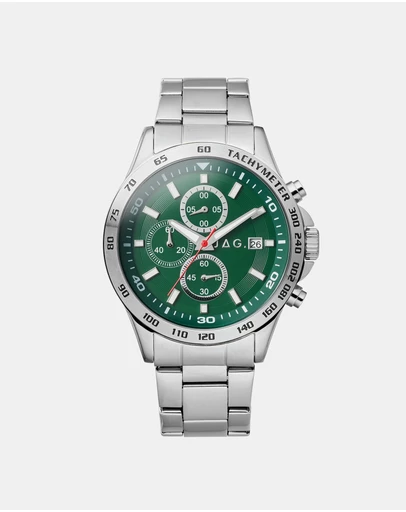Jag - Callum Mens Green Dial 42mm Silver Watch