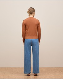Trenery - Merino Classic Crew Cardigan in Sierra