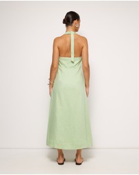 Revibe - Repaired AERE Waverly Halter Linen Midi Dress - AU 12