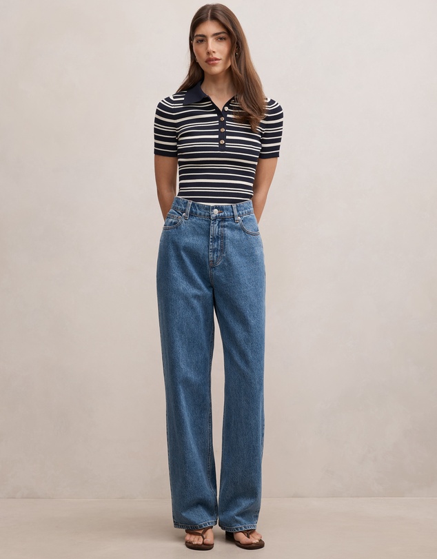 Forever New - Sasha Striped Knitted Polo T-Shirt
