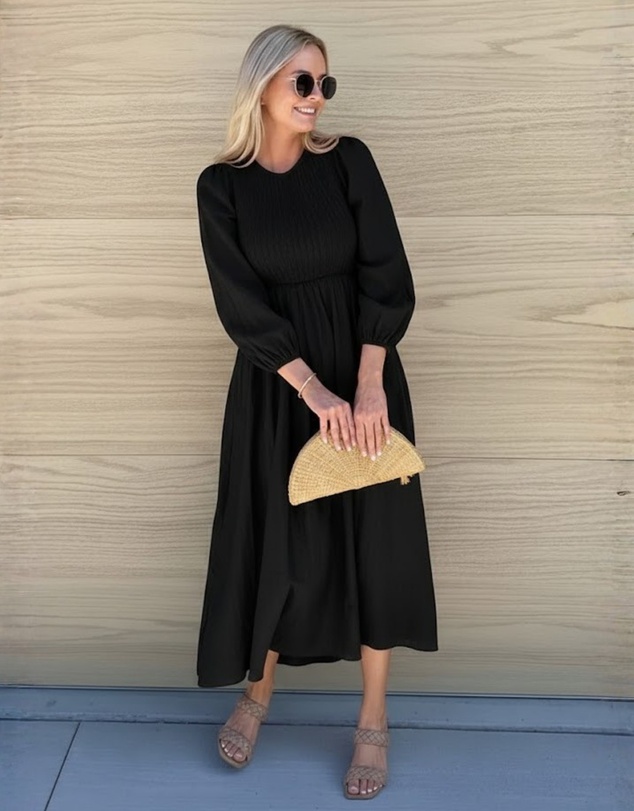 Esther & Co - Iolana Dress - Black Long Sleeve