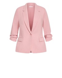City Chic - Plus size Imogen Gather Sleeve Blazer - baby pink