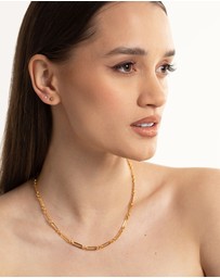 Lovisa - Waterproof Gold Plated Stainless Steel Cubic Zirconia Plain Stud Earrings Pack