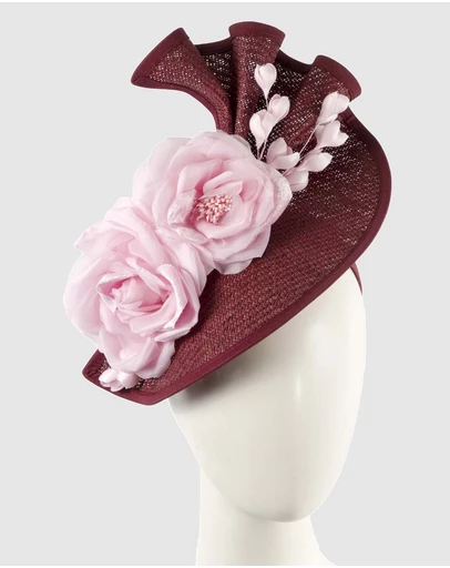 Fillies Collection - Bespoke Sculpted Natural Fuchsia Racing Fascinator