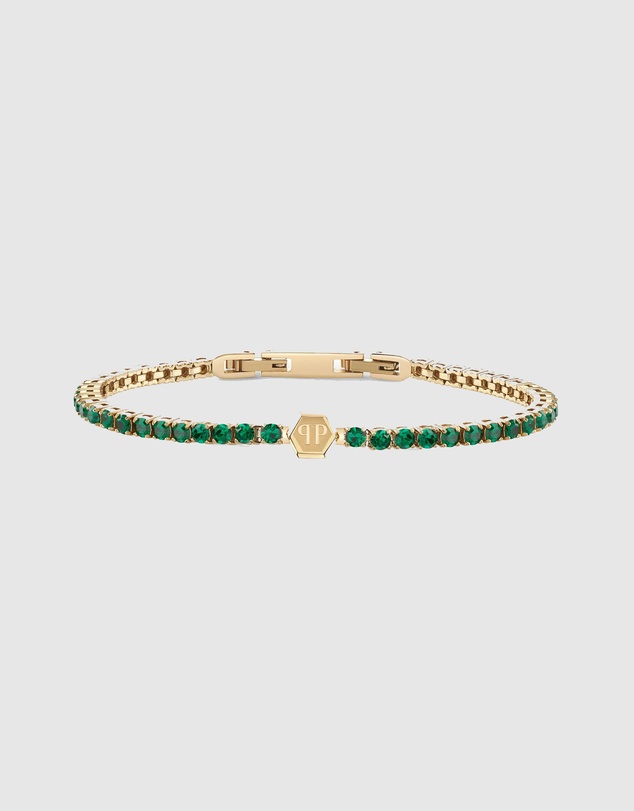 Philipp Plein - Plein Tennis Royal Gold-Tone Tennis Bracelet Green Crystal