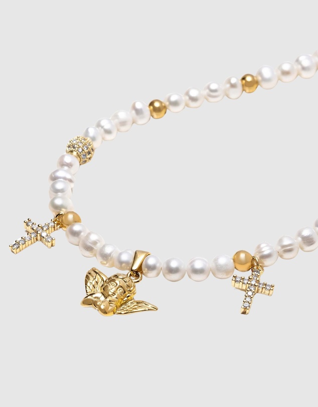 Nialaya Jewellery - Men's Angel Pearl Choker