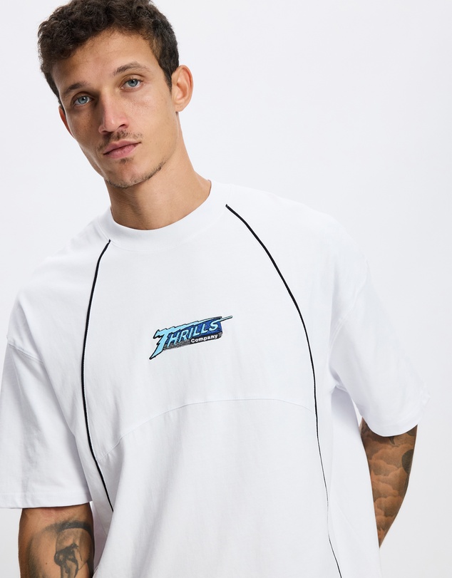 Thrills - Heavy Voltage Box Fit Oversize Cropped Piping Tee