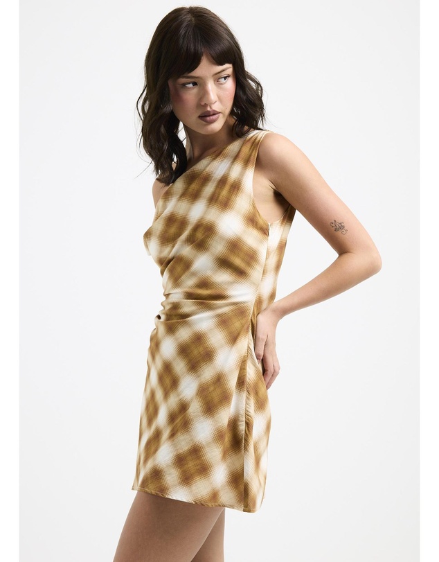 Alice In The Eve - Alyssa Plaid Off Shoulder Mini Dress