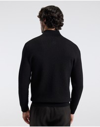 Calibre - Geometric Jacquard Cardigan Chocolate