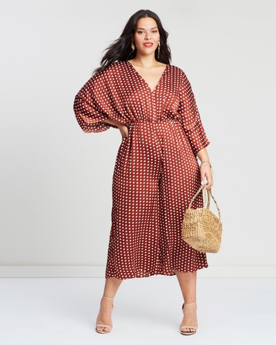 Kimono Sleeve Polka Dot Culotte Jumpsuit
