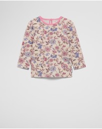 Country Road - Organically Grown Cotton Blend Rib Puff Sleeve Top
