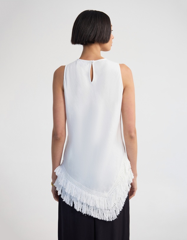 Oxford - Eloise Fringe Trim Linen Blend Top
