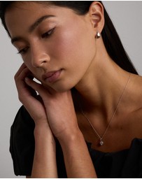 Michael Hill - Heart Shape Cubic Zirconia Halo Pendant Necklace in Sterling Silver