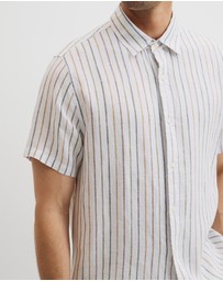 Country Road - Organically Grown Linen Short Sleeve Stripe Shirt