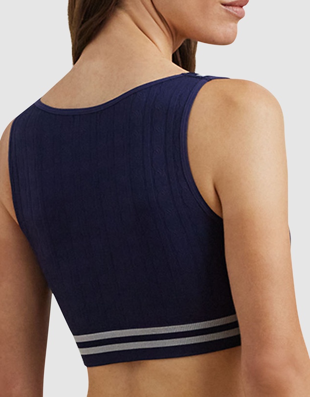 Lauren by Ralph Lauren - Cricket Cable Knit Lightly-Lined Crop Top Bra