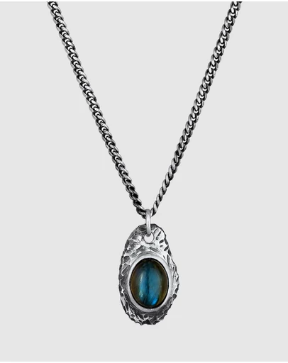 Kuzzoi - ICONIC EXCLUSIVE - Labradorite Pendant Necklace in 925 Sterling Silver
