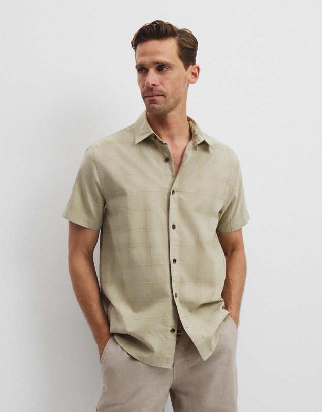 Country Road - Short Sleeve Regular Fit Cotton Woven Check Shirt