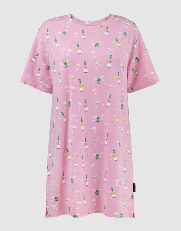 Bamboozld - Womens Champagne Bubbles Jersey Night-Tee