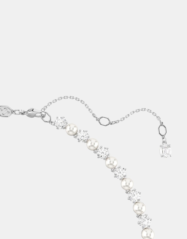 Swarovski - Matrix Tennis Necklace, Crystal Pearl, Round Cut, White, Rhodium Plated