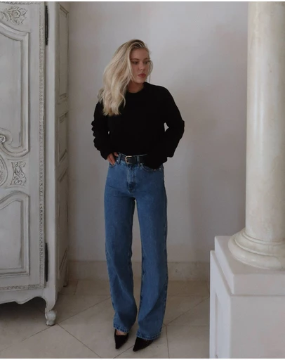 Dazie - Paris High Waisted Straight Leg Denim Jeans