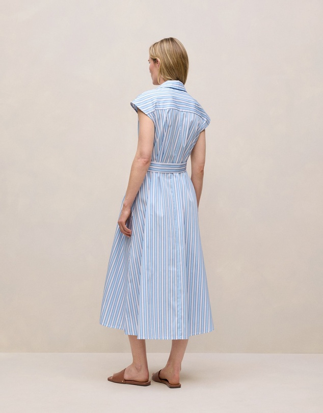 Trenery - Sateen Regency Stripe Shirt Dress in Pastel Blue