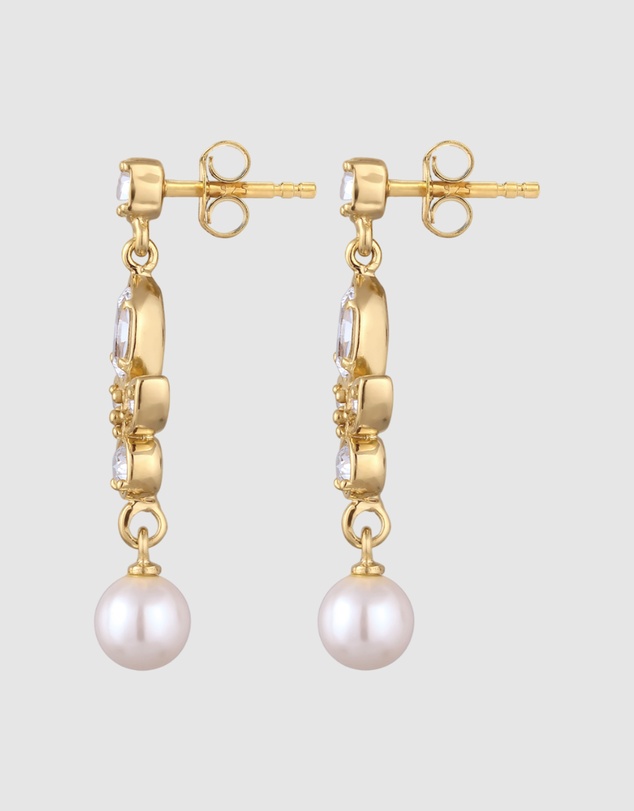 Elli Jewelry - Crystal Cascade Drop Earrings in Gold-Plated 925 Silver