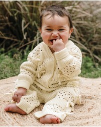 Kynd Baby - Knit Bow Pant in Ivory