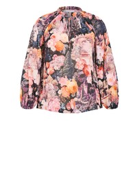 City Chic - Plus size Thea Bloom Print Shirt - rose