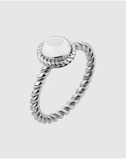 Elli Jewelry - Ring Women Birthstone April White Rock Crystal 925 Sterling Silver