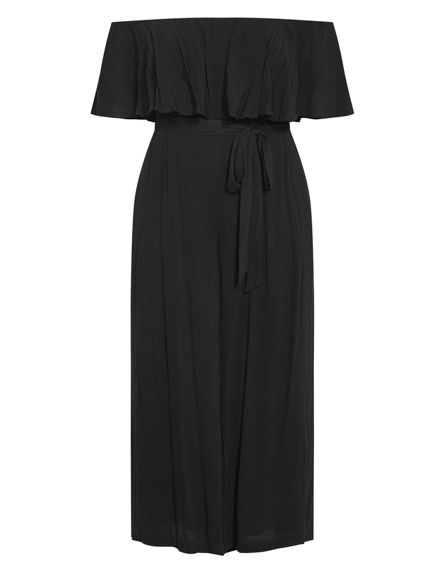 City Chic - Plus size Emery Off Shoulder Jumpsuit - black