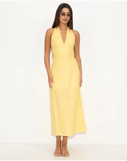 Dazie - Nora Linen Blend Halter Midi Dress