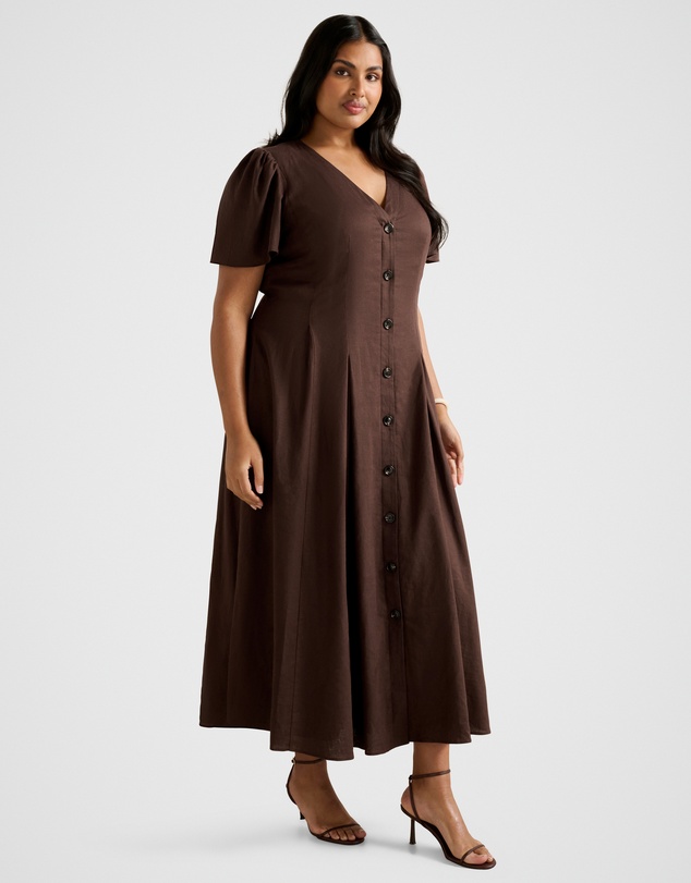 Forever New Curve - Sanna Curve V Neck Short Sleeves Midi Dress